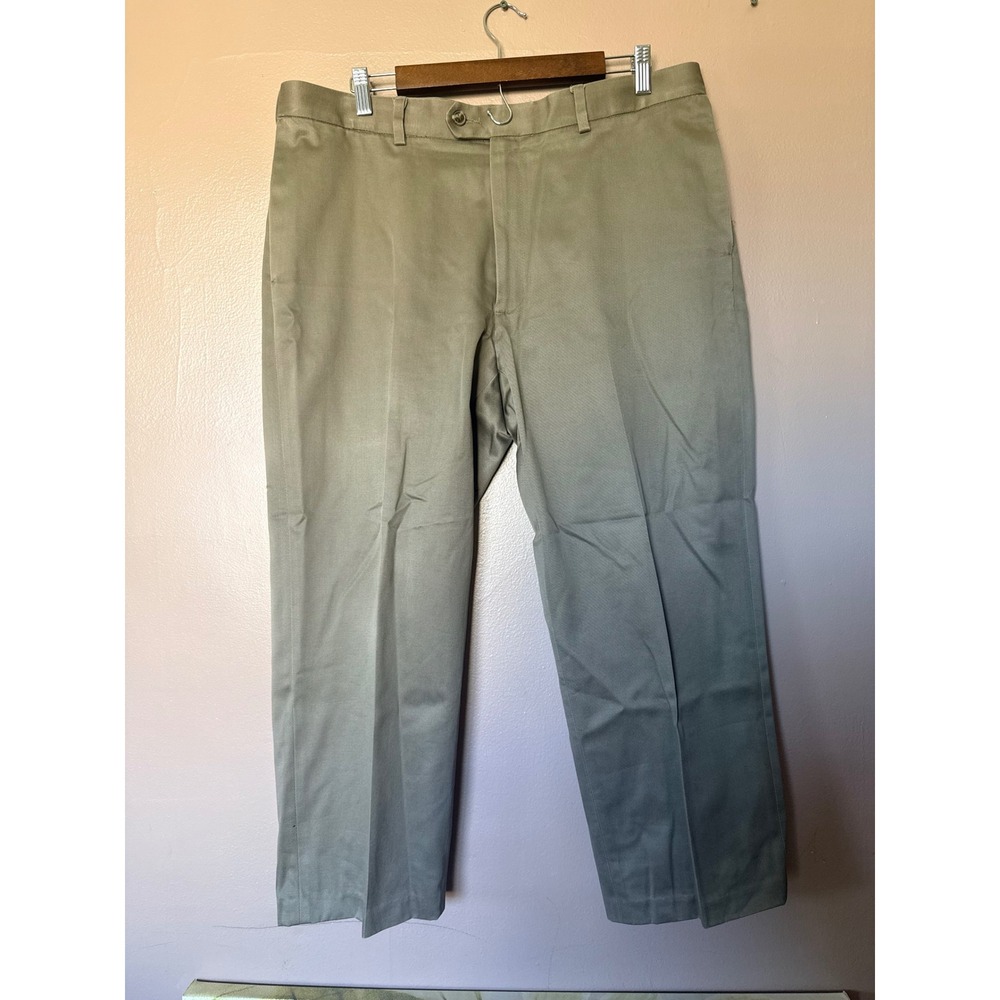 Perry Ellis Portfolio Mens 36 Khaki Tan Chino Pants 100% Cotton Hemmed Business